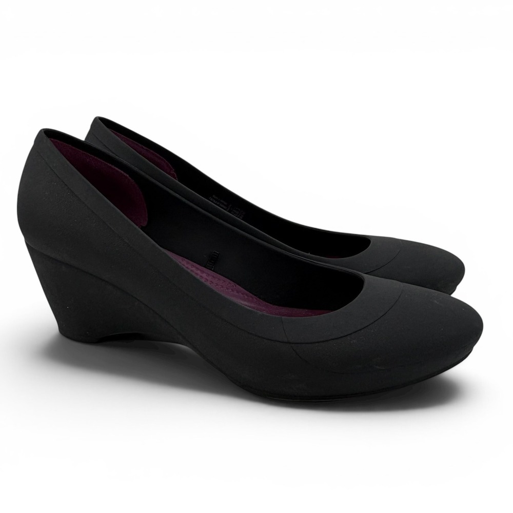 Crocs Eve Wedge Black Dual Comfort Pumps Women's Size 6